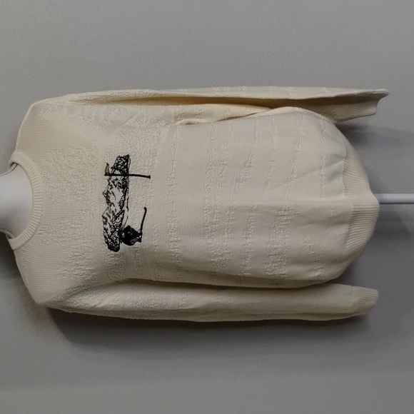 Cypress links golf sweater men's size medium cream golf logo 100% cotton - Picture 1 of 7